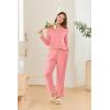 Ekouaer 2 Pack Women Pajama Long Sleeve Sleepwear Soft Loungewear Pjs Sets with Pockets S-XXL(Pink/Grey)