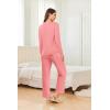 Ekouaer 2 Pack Women Pajama Long Sleeve Sleepwear Soft Loungewear Pjs Sets with Pockets S-XXL(Pink/Grey)