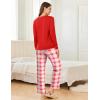 Ekouaer 2 Pack Women Pajama Long Sleeve Sleepwear Soft Loungewear Pjs Sets with Pockets S-XXL(Red Plaid/Grey Plaid)