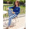 Ekouaer 2 Pack Women Pajama Long Sleeve Sleepwear Soft Loungewear Pjs Sets with Pockets S-XXL(Wine Red Plaid/Blue Plaid)