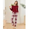 Ekouaer 2 Pack Women Pajama Long Sleeve Sleepwear Soft Loungewear Pjs Sets with Pockets S-XXL(Wine Red Plaid/Blue Plaid)