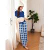 Ekouaer 2 Pack Women Pajama Long Sleeve Sleepwear Soft Loungewear Pjs Sets with Pockets S-XXL(Wine Red Plaid/Blue Plaid)