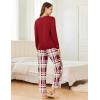 Ekouaer 2 Pack Women Pajama Long Sleeve Sleepwear Soft Loungewear Pjs Sets with Pockets S-XXL(Wine Red Plaid/Blue Plaid)