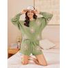 Ekouaer Knit Pajamas Set for Women Lounge Wear Sets Long Sleeve Sweatsuit Matching 2 Piece Outfits Casual Sweater Sets S-XXL(A-green Flower)