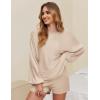 Ekouaer Knit Pajamas Set for Women Lounge Wear Sets Long Sleeve Sweatsuit Matching 2 Piece Outfits Casual Sweater Sets S-XXL(Apricot)