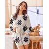 Ekouaer Knit Pajamas Set for Women Lounge Wear Sets Long Sleeve Sweatsuit Matching 2 Piece Outfits Casual Sweater Sets S-XXL(A-white Flower)