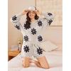 Ekouaer Knit Pajamas Set for Women Lounge Wear Sets Long Sleeve Sweatsuit Matching 2 Piece Outfits Casual Sweater Sets S-XXL(A-white Flower)