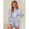 Ekouaer Knit Pajamas Set for Women Lounge Wear Sets Long Sleeve Sweatsuit Matching 2 Piece Outfits Casual Sweater Sets S-XXL(Floral Blue)