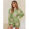 Ekouaer Knit Pajamas Set for Women Lounge Wear Sets Long Sleeve Sweatsuit Matching 2 Piece Outfits Casual Sweater Sets S-XXL(Floral Green)