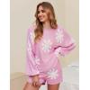 Ekouaer Knit Pajamas Set for Women Lounge Wear Sets Long Sleeve Sweatsuit Matching 2 Piece Outfits Casual Sweater Sets S-XXL(Floral Pink)