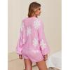 Ekouaer Knit Pajamas Set for Women Lounge Wear Sets Long Sleeve Sweatsuit Matching 2 Piece Outfits Casual Sweater Sets S-XXL(Floral Pink)