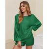 Ekouaer Knit Pajamas Set for Women Lounge Wear Sets Long Sleeve Sweatsuit Matching 2 Piece Outfits Casual Sweater Sets S-XXL(Green)