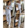 Ekouaer Lounge Sets for Women 2 Piece Outfits 2024 Long Sleeve Top with Pants Sweatsuit Tracksuit S-XXL(Light Grey)