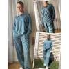 Ekouaer Lounge Sets for Women 2 Piece Outfits 2024 Long Sleeve Top with Pants Sweatsuit Tracksuit S-XXL(Peacock Blue)
