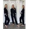 Ekouaer Lounge Sets for Women Ribbed Knit Outfits Pajamas Sets 2 Piece Long Sleeve Sweatsuits with Pockets(Black)