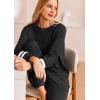 Ekouaer Lounge Sets for Women Ribbed Knit Outfits Pajamas Sets 2 Piece Long Sleeve Sweatsuits with Pockets(Black)