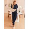 Ekouaer Lounge Sets for Women Ribbed Knit Outfits Pajamas Sets 2 Piece Long Sleeve Sweatsuits with Pockets(Blue)