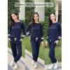 Ekouaer Lounge Sets for Women Ribbed Knit Outfits Pajamas Sets 2 Piece Long Sleeve Sweatsuits with Pockets(Blue)