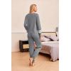 Ekouaer Lounge Sets for Women Ribbed Knit Outfits Pajamas Sets 2 Piece Long Sleeve Sweatsuits with Pockets(Dark Grey)