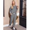 Ekouaer Lounge Sets for Women Ribbed Knit Outfits Pajamas Sets 2 Piece Long Sleeve Sweatsuits with Pockets(Dark Grey)
