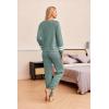 Ekouaer Lounge Sets for Women Ribbed Knit Outfits Pajamas Sets 2 Piece Long Sleeve Sweatsuits with Pockets(Green)