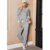 Ekouaer Lounge Sets for Women Ribbed Knit Outfits Pajamas Sets 2 Piece Long Sleeve Sweatsuits with Pockets(Grey)