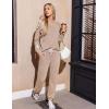 Ekouaer Lounge Sets for Women Ribbed Knit Outfits Pajamas Sets 2 Piece Long Sleeve Sweatsuits with Pockets(Khaki)