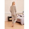 Ekouaer Lounge Sets for Women Ribbed Knit Outfits Pajamas Sets 2 Piece Long Sleeve Sweatsuits with Pockets(Khaki)