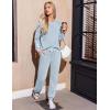 Ekouaer Lounge Sets for Women Ribbed Knit Outfits Pajamas Sets 2 Piece Long Sleeve Sweatsuits with Pockets(Light Blue)