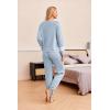 Ekouaer Lounge Sets for Women Ribbed Knit Outfits Pajamas Sets 2 Piece Long Sleeve Sweatsuits with Pockets(Light Blue)
