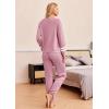 Ekouaer Lounge Sets for Women Ribbed Knit Outfits Pajamas Sets 2 Piece Long Sleeve Sweatsuits with Pockets(Pink)