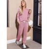 Ekouaer Lounge Sets for Women Ribbed Knit Outfits Pajamas Sets 2 Piece Long Sleeve Sweatsuits with Pockets(Pink)