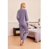 Ekouaer Lounge Sets for Women Ribbed Knit Outfits Pajamas Sets 2 Piece Long Sleeve Sweatsuits with Pockets(Purple)
