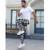 Ekouaer Men’s Pajama Pants, Lightweight Loungewear, Comfy Jogger Sleep Pant Long Pj Bottoms with Drawstring & Pockets(Black Plaid)