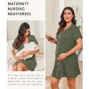 Ekouaer Nightgowns for Women Button Down Night Gowns Short Sleeve Night Dress Notch Collar Sleep Shirt Pajama Dress S-3XL(Army Green)