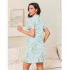 Ekouaer Nightgowns for Women Button Down Night Gowns Short Sleeve Night Dress Notch Collar Sleep Shirt Pajama Dress S-3XL(Daisy)