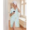 Ekouaer Nightgowns for Women Button Down Night Gowns Short Sleeve Night Dress Notch Collar Sleep Shirt Pajama Dress S-3XL(Daisy)