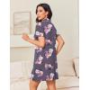 Ekouaer Nightgowns for Women Button Down Night Gowns Short Sleeve Night Dress Notch Collar Sleep Shirt Pajama Dress S-3XL(Flower Purple)