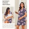 Ekouaer Nightgowns for Women Button Down Night Gowns Short Sleeve Night Dress Notch Collar Sleep Shirt Pajama Dress S-3XL(Flower Purple)