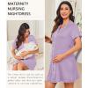 Ekouaer Nightgowns for Women Button Down Night Gowns Short Sleeve Night Dress Notch Collar Sleep Shirt Pajama Dress S-3XL(Lavender)