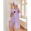 Ekouaer Nightgowns for Women Button Down Night Gowns Short Sleeve Night Dress Notch Collar Sleep Shirt Pajama Dress S-3XL(Lavender)