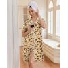 Ekouaer Nightgowns for Women Button Down Night Gowns Short Sleeve Night Dress Notch Collar Sleep Shirt Pajama Dress S-3XL(Leopard Teddy Bear)