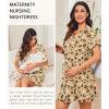 Ekouaer Nightgowns for Women Button Down Night Gowns Short Sleeve Night Dress Notch Collar Sleep Shirt Pajama Dress S-3XL(Leopard Teddy Bear)