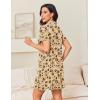 Ekouaer Nightgowns for Women Button Down Night Gowns Short Sleeve Night Dress Notch Collar Sleep Shirt Pajama Dress S-3XL(Leopard Teddy Bear)