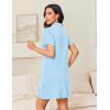 Ekouaer Nightgowns for Women Button Down Night Gowns Short Sleeve Night Dress Notch Collar Sleep Shirt Pajama Dress S-3XL(Light Blue)