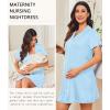 Ekouaer Nightgowns for Women Button Down Night Gowns Short Sleeve Night Dress Notch Collar Sleep Shirt Pajama Dress S-3XL(Light Blue)