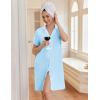 Ekouaer Nightgowns for Women Button Down Night Gowns Short Sleeve Night Dress Notch Collar Sleep Shirt Pajama Dress S-3XL(Light Blue)