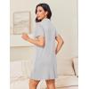 Ekouaer Nightgowns for Women Button Down Night Gowns Short Sleeve Night Dress Notch Collar Sleep Shirt Pajama Dress S-3XL(Light Grey)