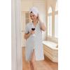 Ekouaer Nightgowns for Women Button Down Night Gowns Short Sleeve Night Dress Notch Collar Sleep Shirt Pajama Dress S-3XL(Light Grey)