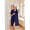 Ekouaer Nightgowns for Women Button Down Night Gowns Short Sleeve Night Dress Notch Collar Sleep Shirt Pajama Dress S-3XL(Navy Blue2)